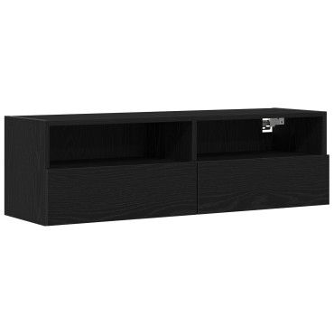 vidaXL Γκρι τηλεόραση Τοίχου Μαύρο Δρυς 100x30x30cm Επεξεργασμένο Ξύλο