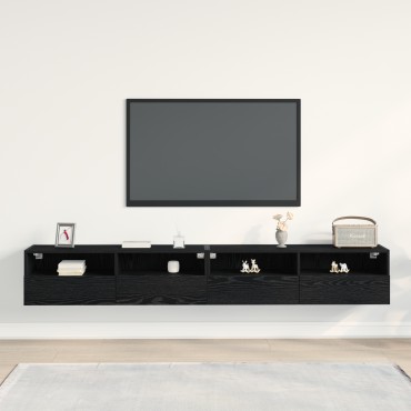vidaXL Ντουλάπια Τηλεόρασης 2 τεμ. Μαύρο Δρυς 100x30x30cm Επεξεργασμένο Ξύλο