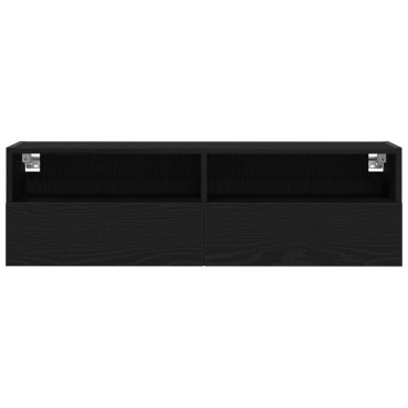 vidaXL Ντουλάπια Τηλεόρασης 2 τεμ. Μαύρο Δρυς 100x30x30cm Επεξεργασμένο Ξύλο