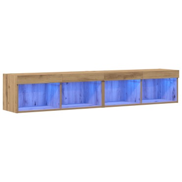 vidaXL Ντουλάπες Τηλεόρασης με LED Φώτα 2 τεμ. Καρυδιά 80x30x30 εκ