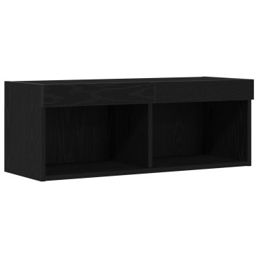 vidaXL Κάγκελα Τηλεόρασης με LED Φώτα 2 τεμ. Μαύρη Δρυς 80x30x30 εκ