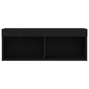 vidaXL Κάγκελα Τηλεόρασης με LED Φώτα 2 τεμ. Μαύρη Δρυς 80x30x30 εκ