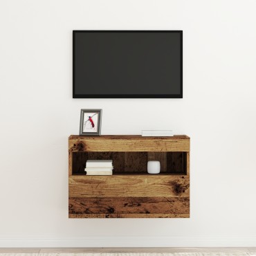 vidaXL Τηλεοπτική Βαθμίδα με LED Φώτα Παλιό Ξύλο 60x30x40 εκ