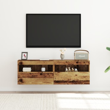 vidaXL Κονσόλες Τηλεόρασης με LED Φώτα 2 τεμ. Παλιό Ξύλο 60x30x40 εκ