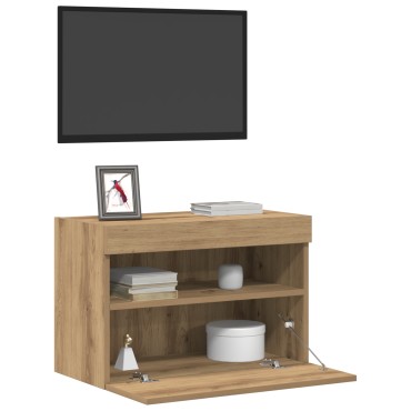 vidaXL Ντουλάπα Τοίχου για TV με LED Φώτα Artisan Oak 60x30x40cm