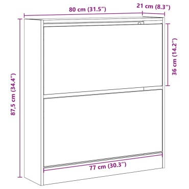 vidaXL Ντουλάπα Παπουτσιών 80x21x87,5cm Επεξεργασμένο Ξύλο