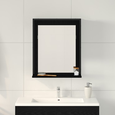 Καθρέφτης μπάνιου vidaXL Μαύρο Δρυς 50x12x60cm Επεξεργασμένο ξύλο