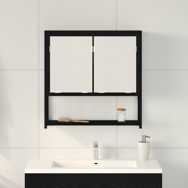 vidaXL Ντουλάπα Καθρέφτη Μπάνιου Μαύρη Δρυς 60x16x60cm Μηχανικό Ξύλο 1 τεμ.