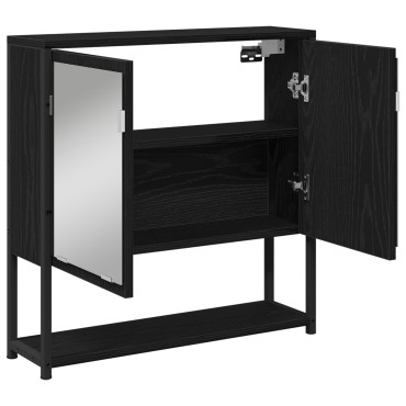 vidaXL Ντουλάπα Καθρέφτη Μπάνιου Μαύρη Δρυς 60x16x60cm Μηχανικό Ξύλο 1 τεμ.