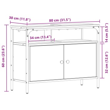 vidaXL Ντουλάπι μπάνιου σε στυλ παλιού ξύλου 80x30x60cm Κατασκευασμένο από μηχανWood 1 τεμ.