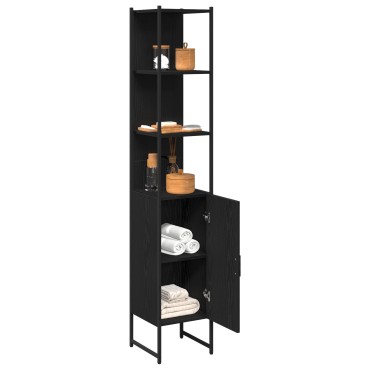 vidaXL Ντουλάπι Μπάνιου Μαύρο Δρυς 33x33x185,5cm Κατασκευασμένο ξύλο 1 τεμ.