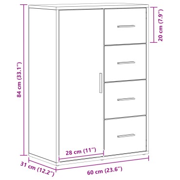 vidaXL Μπουφές Artisan Oak 60x31x84cm Επεξεργασμένο ξύλο 1 τεμ.