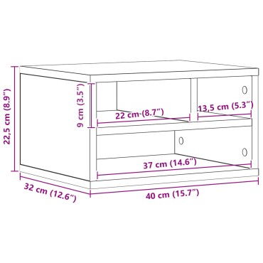 vidaXL Σταντ Εκτυπωτή Μαύρη Δρυς 40x32x22,5 cm Κατασκευασμένο Ξύλο