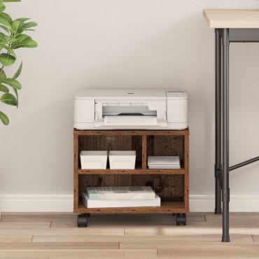 vidaXL Ράφι Εκτυπωτή με Ρόδες Παλιού Ξύλου 41x32x33,5 εκ