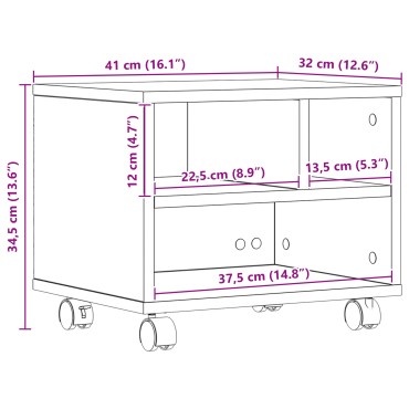 vidaXL Ράφι Εκτυπωτή με Ρόδες Παλιού Ξύλου 41x32x33,5 εκ