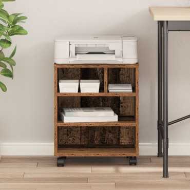 vidaXL Ράφι Εκτυπωτή με Ρόδες Παλιό Ξύλο 41x32x48 εκ
