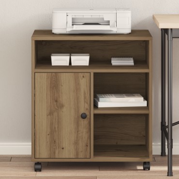 vidaXL Ράφι Εκτυπωτή με Ρόδες Artisan Oak 60x50x67 εκ