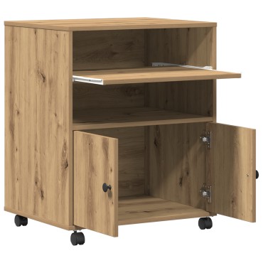 vidaXL Στάντ εκτυπωτή με ρόδες Artisan Oak 60x48x74 εκ.