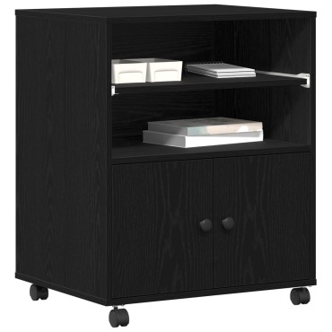 vidaXL Ράφι Εκτυπωτή με Ρόδες Μαύρη Δρυς 60x48x74 εκ.