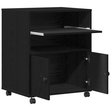 vidaXL Ράφι Εκτυπωτή με Ρόδες Μαύρη Δρυς 60x48x74 εκ.