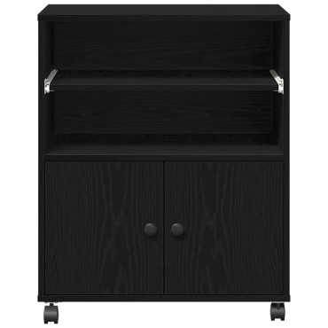 vidaXL Ράφι Εκτυπωτή με Ρόδες Μαύρη Δρυς 60x48x74 εκ.