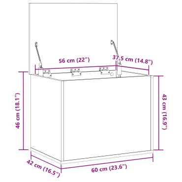 vidaXL Κουτί Αποθήκευσης με Καπάκι σε Στυλ Artisan Oak 60x42x46cm Επεξεργασμένο Ξύλο 1 τεμ.