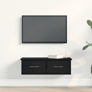 VidaXL Επιτοίχιο Ράφι Συρταριού Μαύρη Δρυς 60x26x18,5cm Επεξεργασμένο Ξύλο