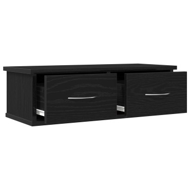 VidaXL Επιτοίχιο Ράφι Συρταριού Μαύρη Δρυς 60x26x18,5cm Επεξεργασμένο Ξύλο