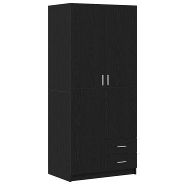 Ντουλάπα vidaXL Μαύρη Δρυς 80x52x180cm Επεξεργασμένο Ξύλο 1 τεμ.