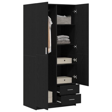 Ντουλάπα vidaXL Μαύρη Δρυς 80x52x180cm Επεξεργασμένο Ξύλο 1 τεμ.