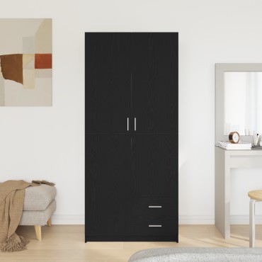 Ντουλάπα vidaXL Μαύρη Δρυς 80x52x180cm Επεξεργασμένο Ξύλο 1 τεμ.