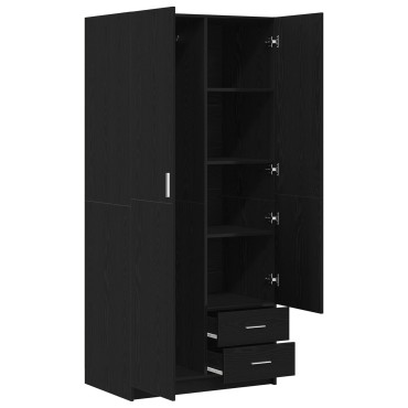 Ντουλάπα vidaXL Μαύρη Δρυς 80x52x180cm Επεξεργασμένο Ξύλο 1 τεμ.