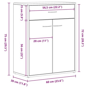 vidaXL Πλαϊνό γραφείο Μαύρη Οξυά 60x30x75cm Επεξεργασμένο Ξύλο 1 τεμ.