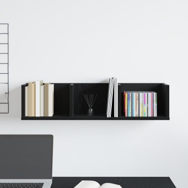 vidaXL Ράφι CD Μαύρη Δρυς 75x18x18cm Επεξεργασμένο ξύλο 1 τεμ.