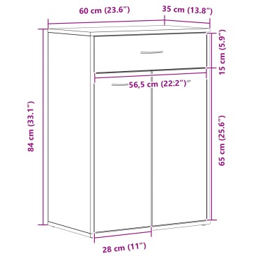 vidaXL Ντουλάπι Παπουτσιών Μαύρο Δρυς 60x35x84cm από Ξύλο