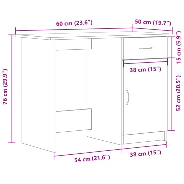 vidaXL Γραφείο Μαύρο Δρυς 100x50x76cm από Επεξεργασμένο Ξύλο 1 τεμ.