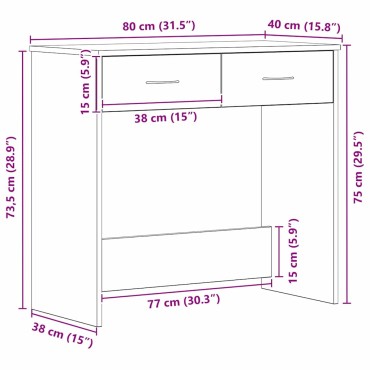 vidaXL Γραφείο Μαύρη Οξυά 80x40x75cm Επεξεργασμένο ξύλο 1 τεμ.