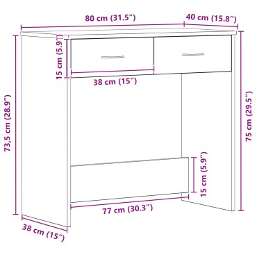 vidaXL Γραφείο Μαύρη Οξυά 80x40x75cm Επεξεργασμένο ξύλο 1 τεμ.