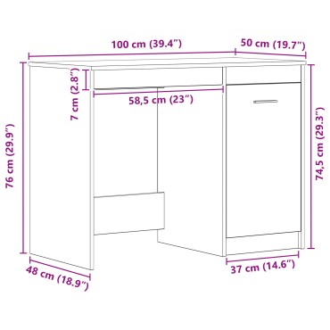 vidaXL Γραφείο Μαύρη Οξυά 100x50x76cm Επεξεργασμένο ξύλο 1 τεμ.