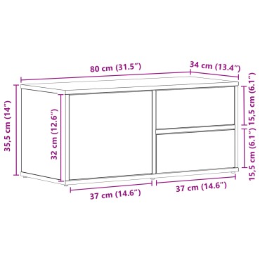 vidaXL Κονσόλα Τηλεόρασης από δρυς 80x34x35,5cm Επεξεργασμένο ξύλο