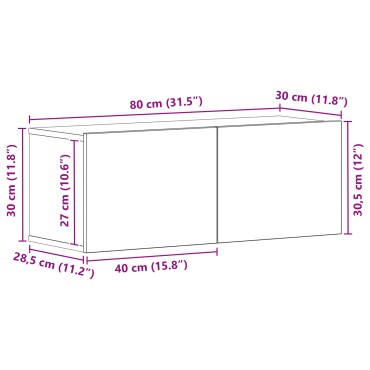 vidaXL Μαύρη Δρυς Βάση ΤV 80x30x30cm Φτιαγμένη από Εργασιακό Ξύλο