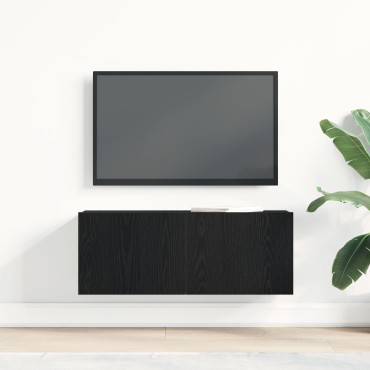 vidaXL Μαύρη Δρυς Βάση ΤV 80x30x30cm Φτιαγμένη από Εργασιακό Ξύλο