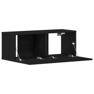 vidaXL Μαύρη Δρυς Βάση ΤV 80x30x30cm Φτιαγμένη από Εργασιακό Ξύλο