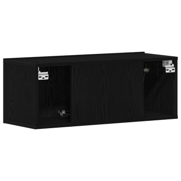 vidaXL Μαύρη Δρυς Βάση ΤV 80x30x30cm Φτιαγμένη από Εργασιακό Ξύλο