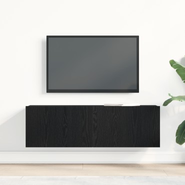 vidaXL Μαύρη Δρυς Τοίχου Τηλεοπτική Ντουλάπα 100x30x30cm Κατασκευασμένη από Συνθετικό Ξύλο