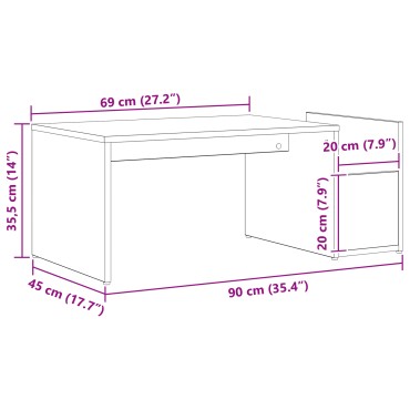 vidaXL Τραπεζάκι καφέ Μαύρο Δρυς 90x45x35cm Από ξύλο 1 τεμ.