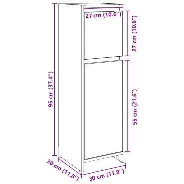 VidaXL Μαύρο Ντουλάπι Μπάνιου Δρύς 30x30x95cm από Επεξεργασμένο Ξύλο