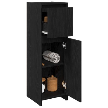VidaXL Μαύρο Ντουλάπι Μπάνιου Δρύς 30x30x95cm από Επεξεργασμένο Ξύλο