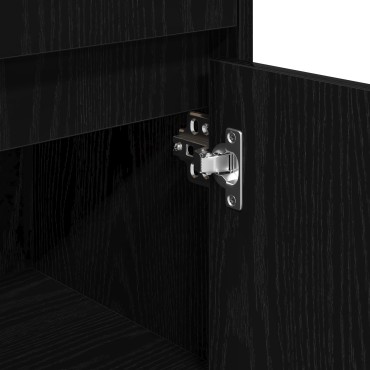 VidaXL Μαύρο Ντουλάπι Μπάνιου Δρύς 30x30x95cm από Επεξεργασμένο Ξύλο