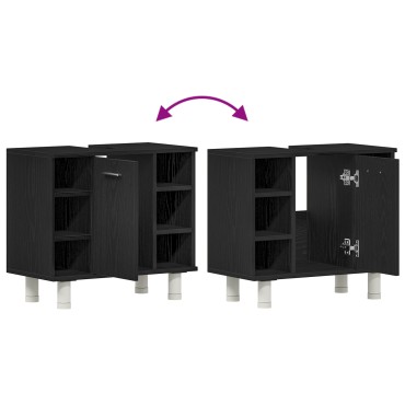 vidaXL Ντουλάπι Μπάνιου Μαύρο Δρυς 60x32x54cm Επεξεργασμένο Ξύλο